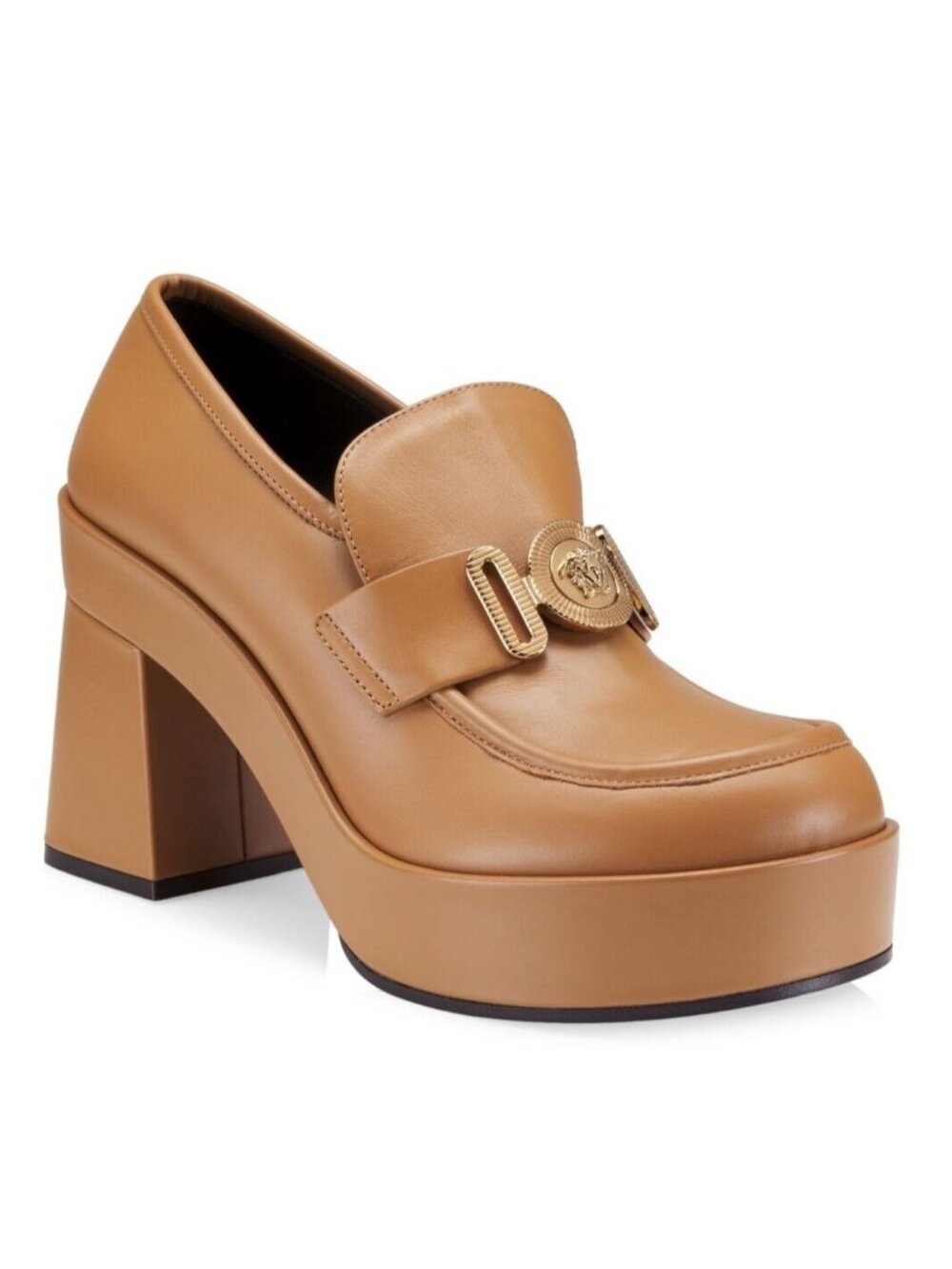 $1450 Versace Womens Medusa Leather Platform Heels Loafer Pumps IT 39.5 / US 9.5